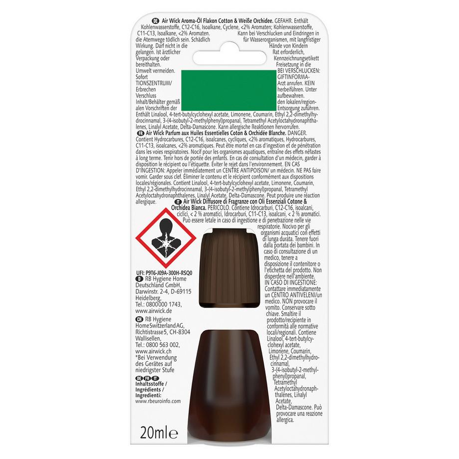 AIR WICK Ricarica Olia essenziale Cotton & White orchid 