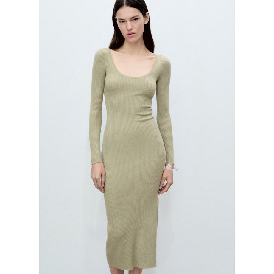 MANGO BAMBOLEO Geripptes Midikleid  