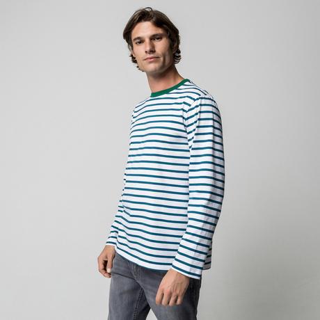 Manor Man T-Shirt Maniche Lunghe a Righe  