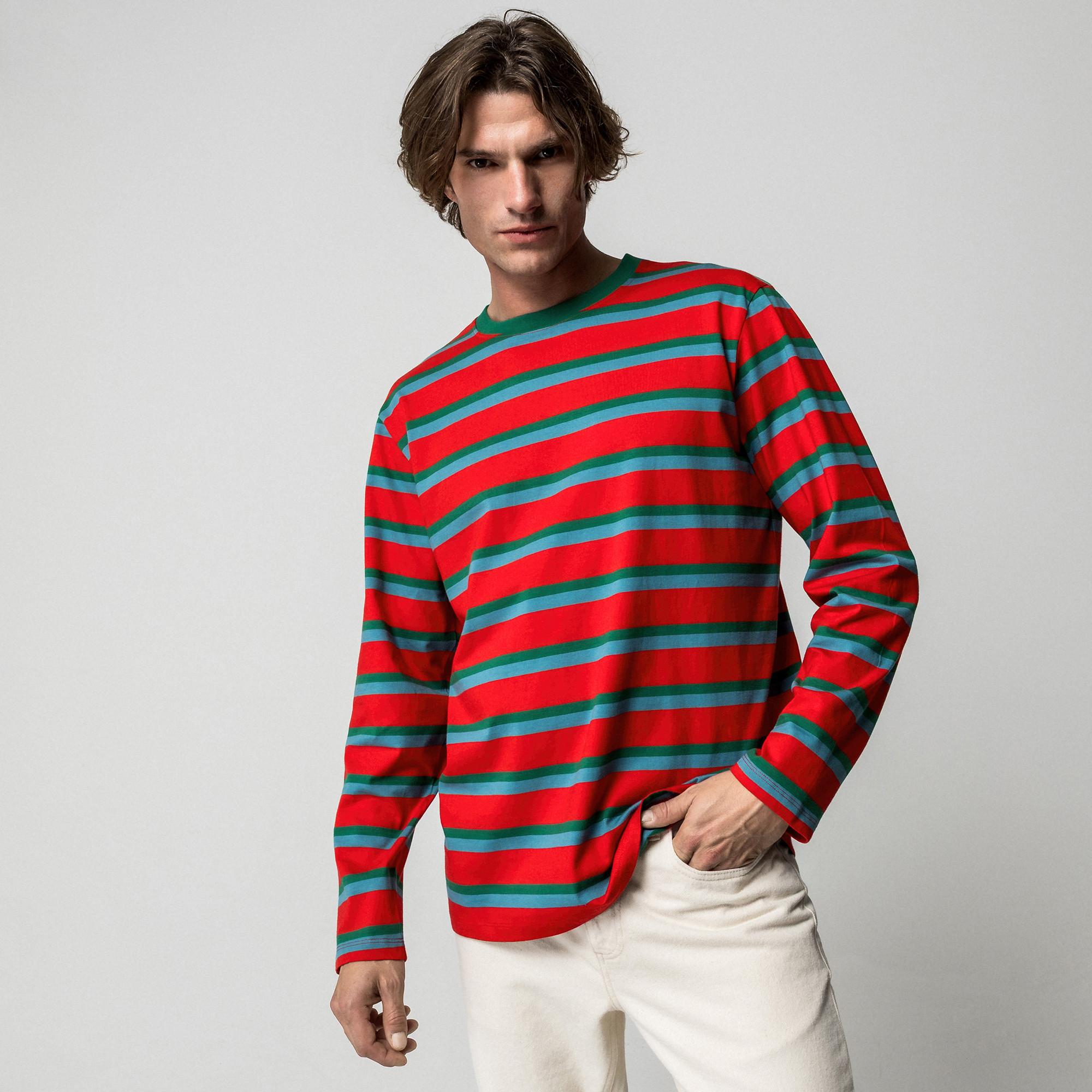 Manor Man T-Shirt Maniche Lunghe A Righe  