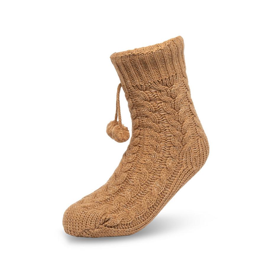 Manor Woman Gestrickte Hausschuhsocken mit Bommeln  