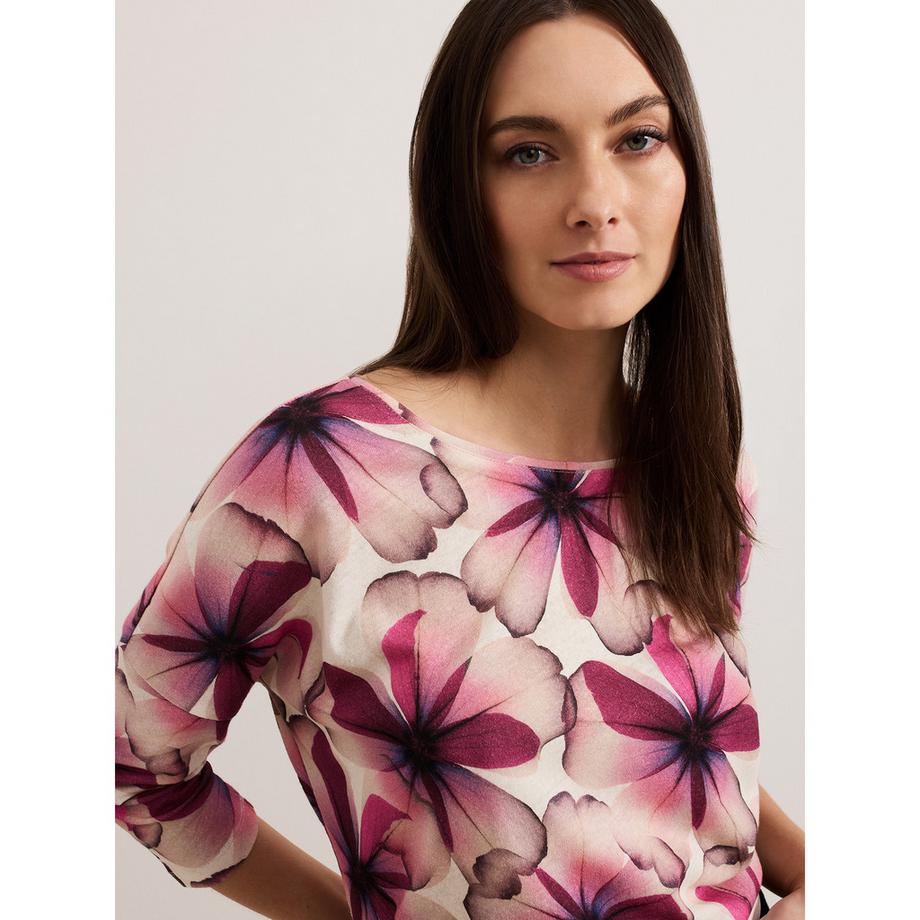 Phase Eight Nori Blumenprint 3/4 Arm Top  