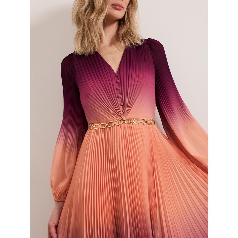 Phase Eight Mira Ombre Plissiertes Midikleid  