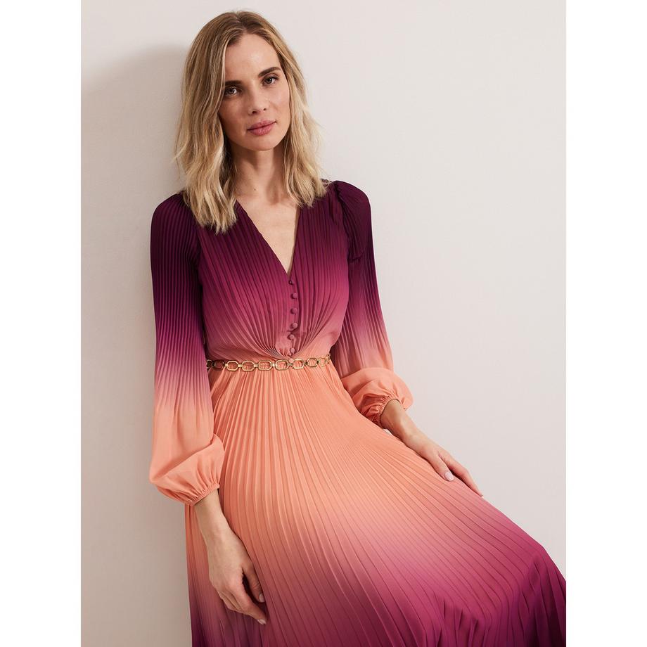 Phase Eight Mira Ombre Plissiertes Midikleid  