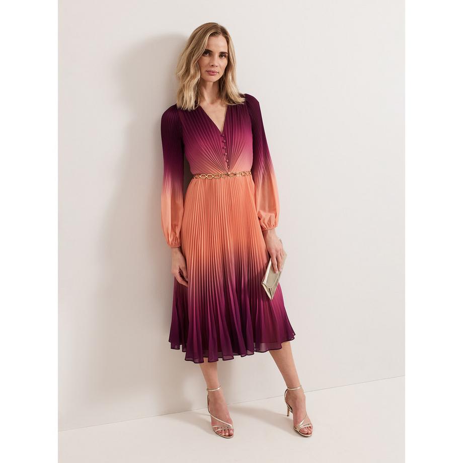 Phase Eight Mira Ombre Plissiertes Midikleid  
