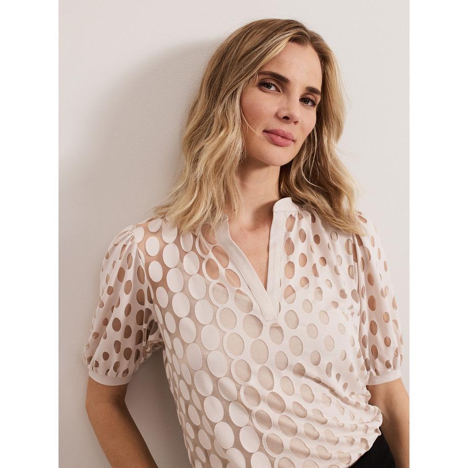 Phase Eight Cleo Top Géométrique Semi-Transparent  