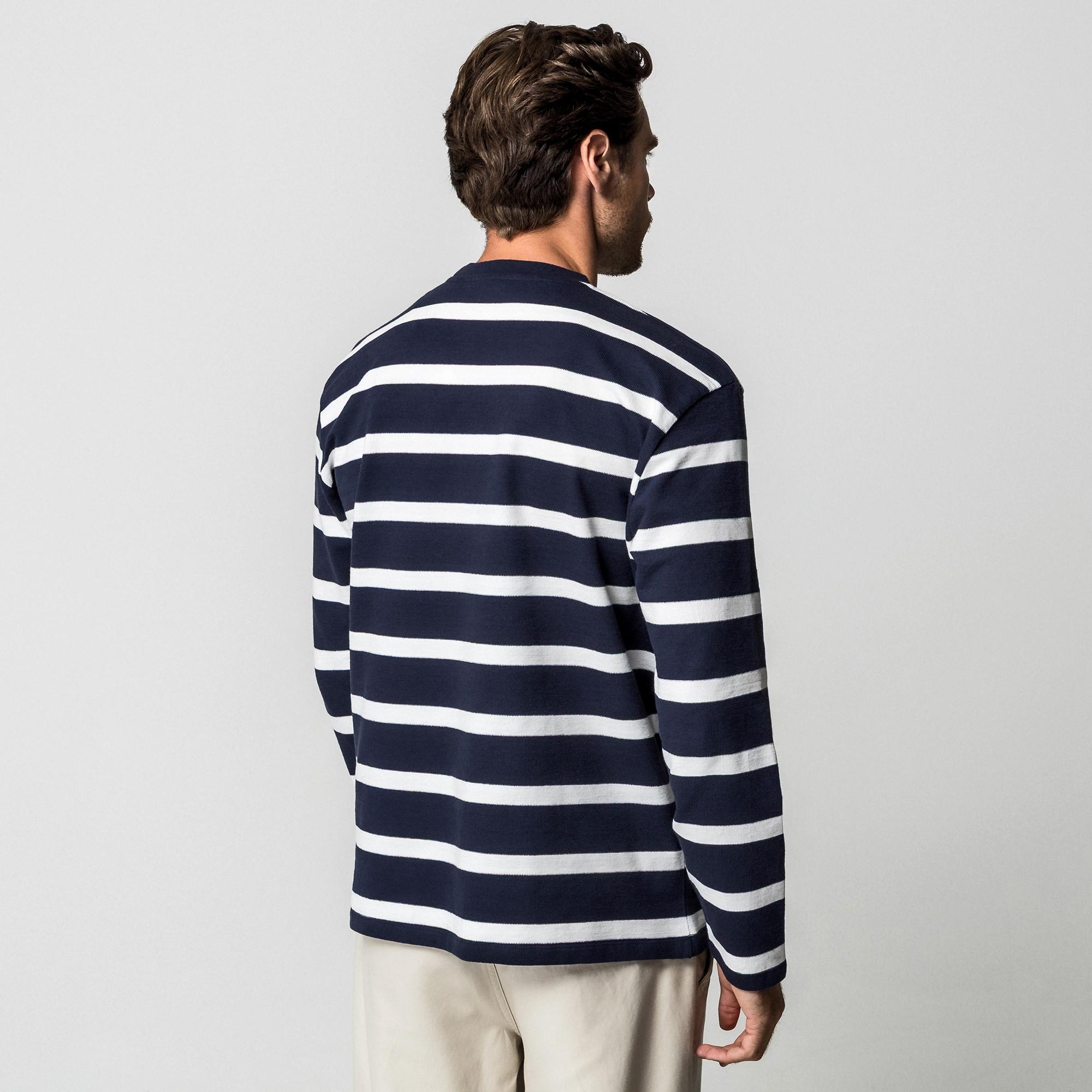 Manor Man T-Shirt Manches Longues Rayé  