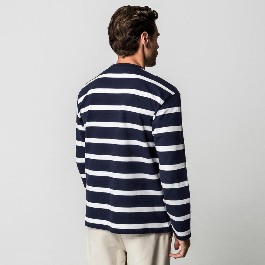 Manor Man Langarm Gestreiftes T-Shirt  