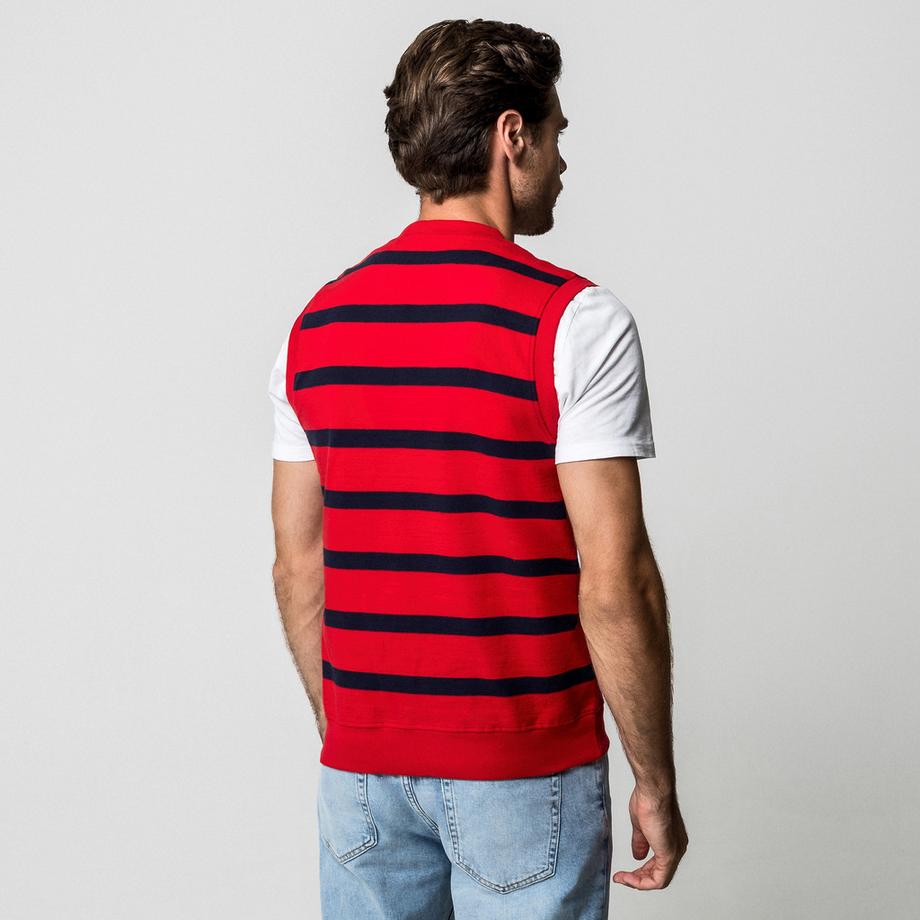 Manor Man Pullover Senza Maniche Scollo a V a Righe  