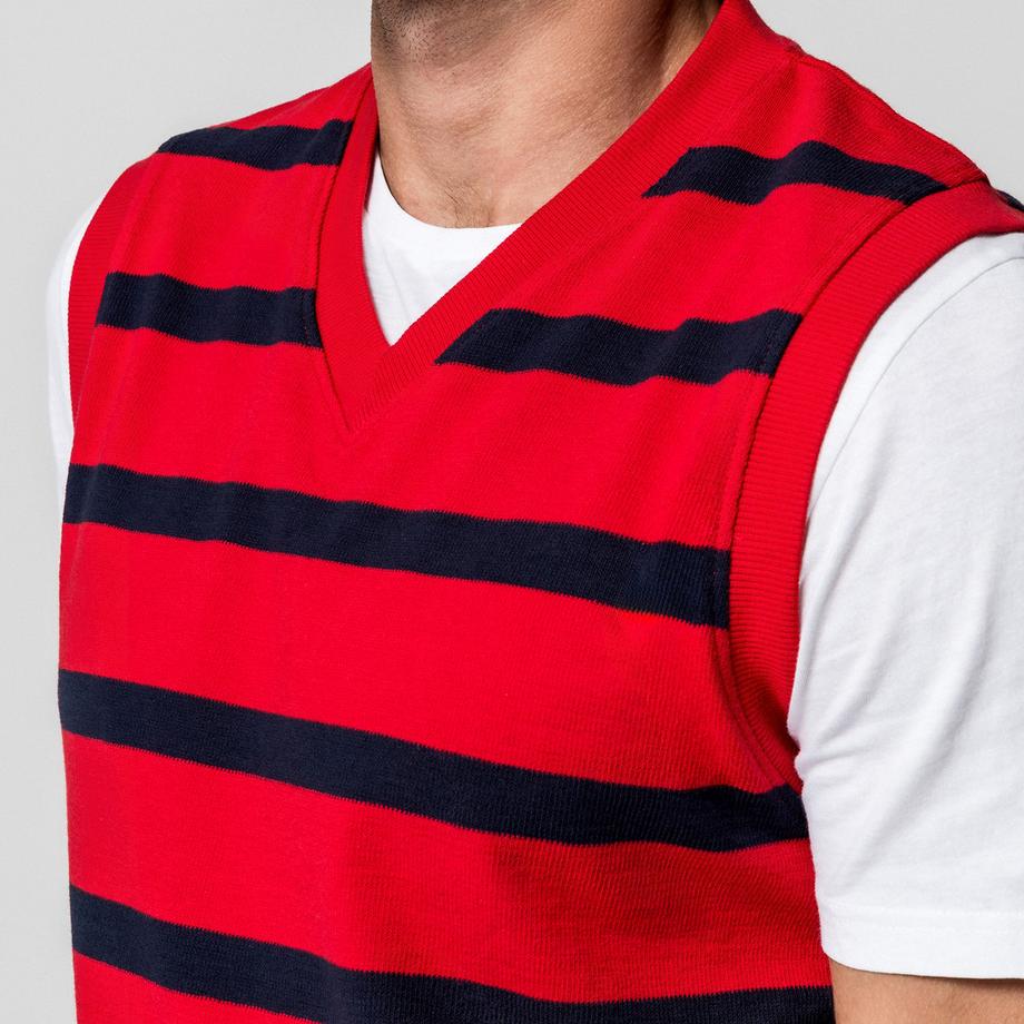 Manor Man Pullover Senza Maniche Scollo a V a Righe  