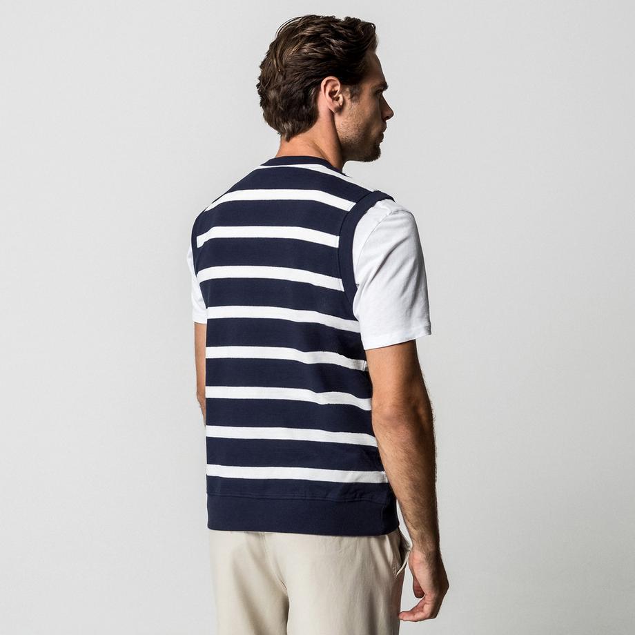 Manor Man T-shirt senza maniche a righe scollo a V  