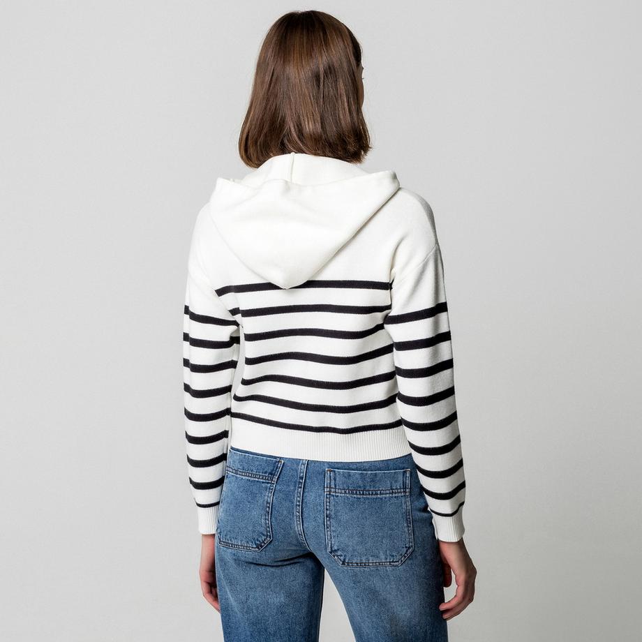 Manor Woman Maglione con Cappuccio a Righe  