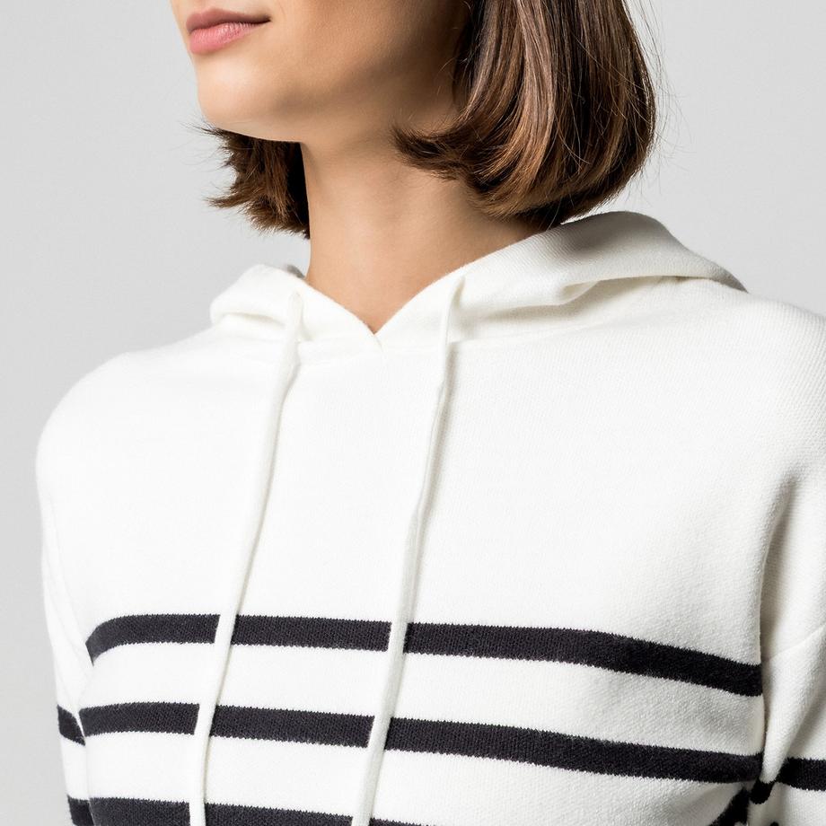 Manor Woman Maglione con Cappuccio a Righe  