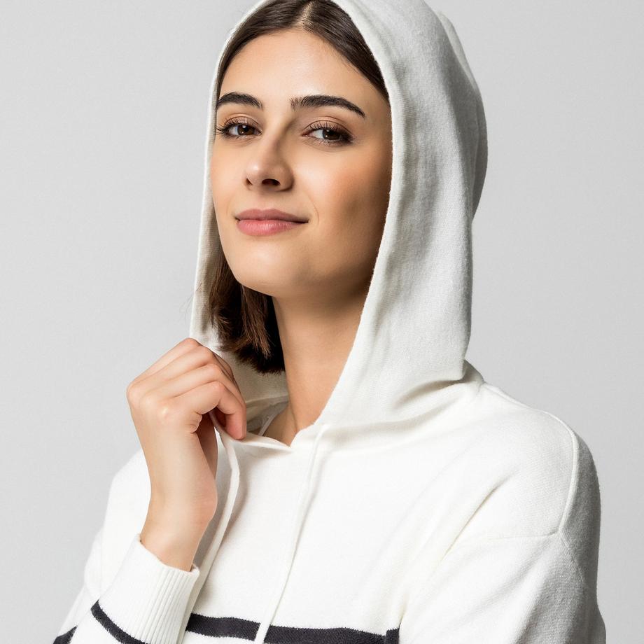 Manor Woman Maglione con Cappuccio a Righe  