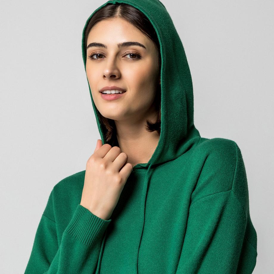 Manor Woman Maglione con Cappuccio a Righe  