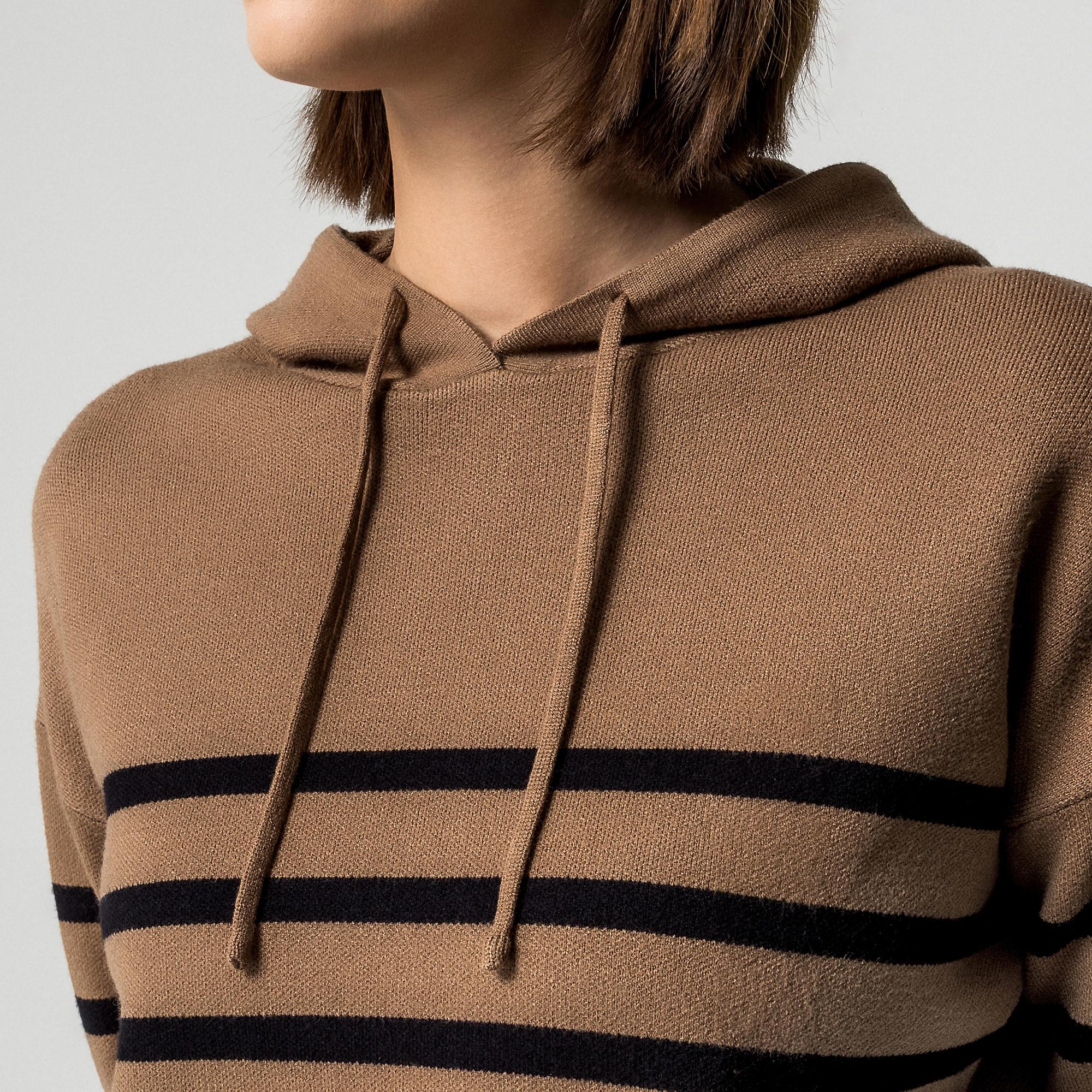 Manor Woman Gestreifter Feinstrick Kapuzenpullover  