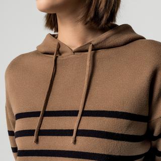 Manor Woman Gestreifter Feinstrick Kapuzenpullover  