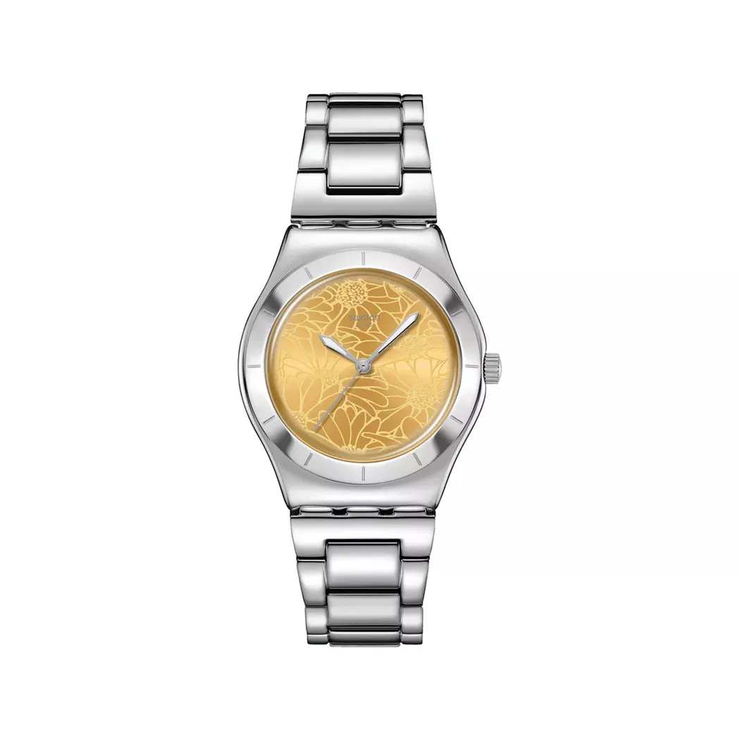Swatch Petal Swirl Analog Watch Silver 33mm