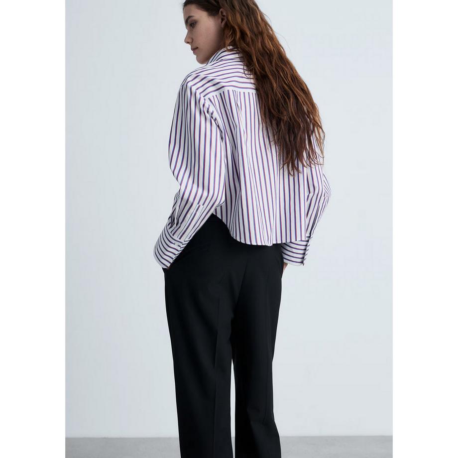 MANGO CARO Gestreifte Cropped Bluse  