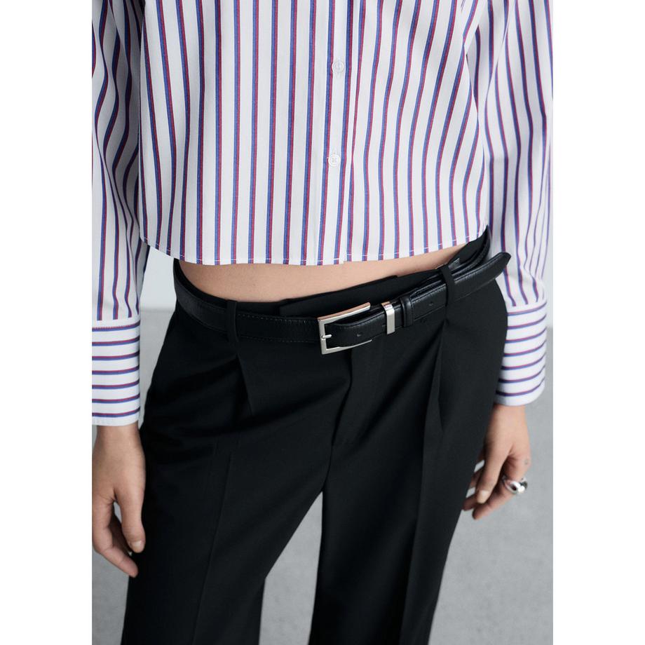 MANGO CARO Gestreifte Cropped Bluse  