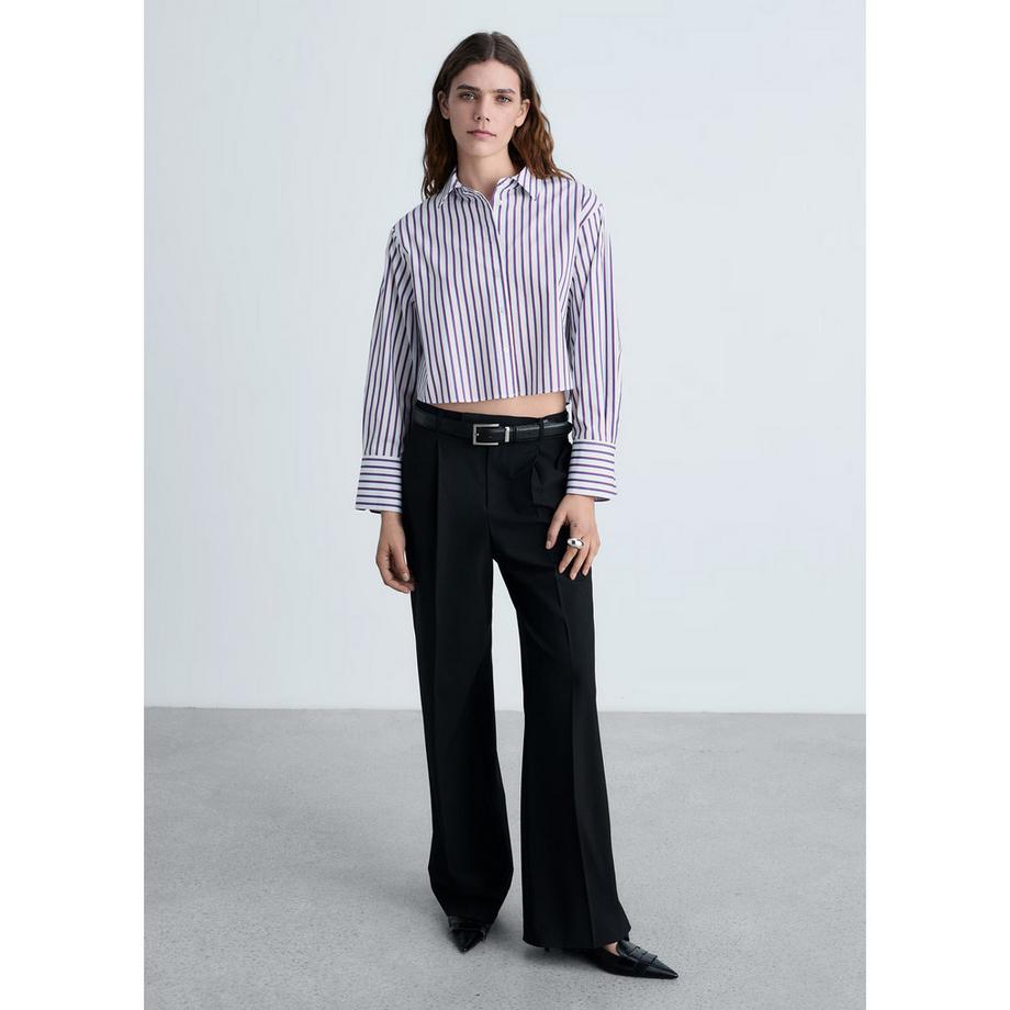 MANGO CARO Gestreifte Cropped Bluse  