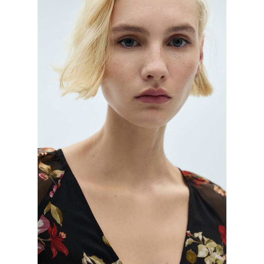 MANGO SAVAGE Blumenprint Midikleid  