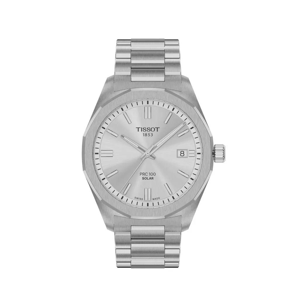 Tissot PRC100 Solar Silver Dial Stainless Steel Men's Watch T151.422.11.031.00 silver  male