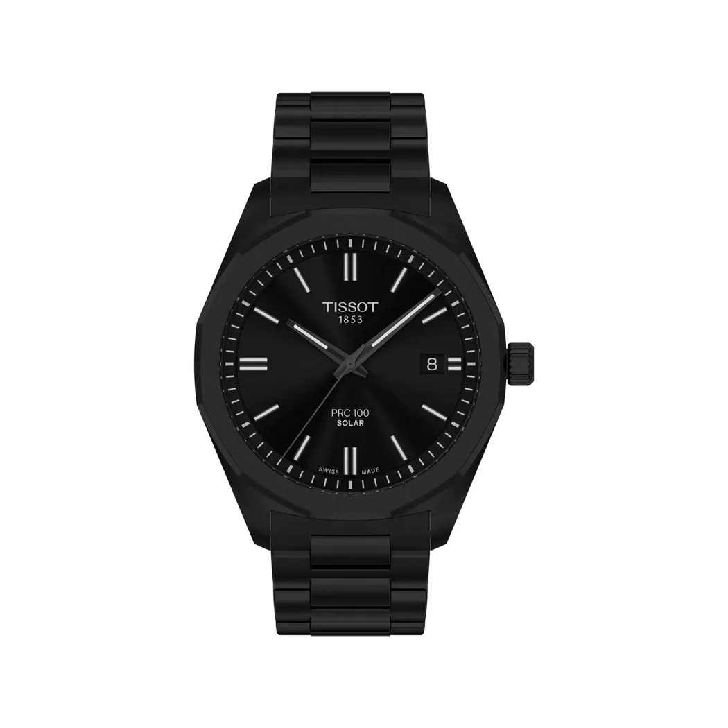 Tissot PRC100 Solar Black Dial Stainless Steel Men's Watch T151.422.33.051.00 black  male