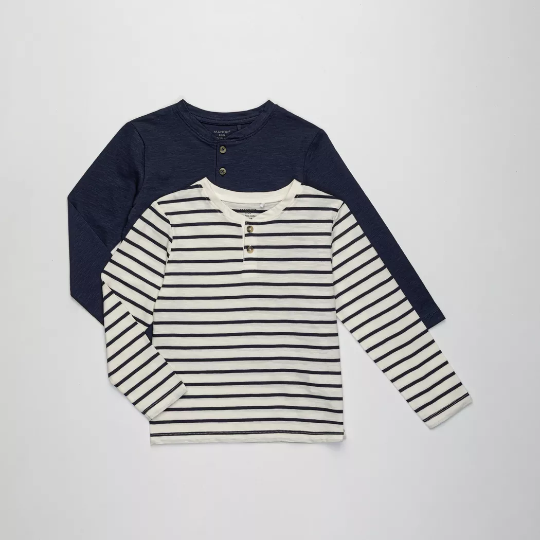 Manor Kids Long Sleeve T-Shirt 2-Pack Navy 122-128