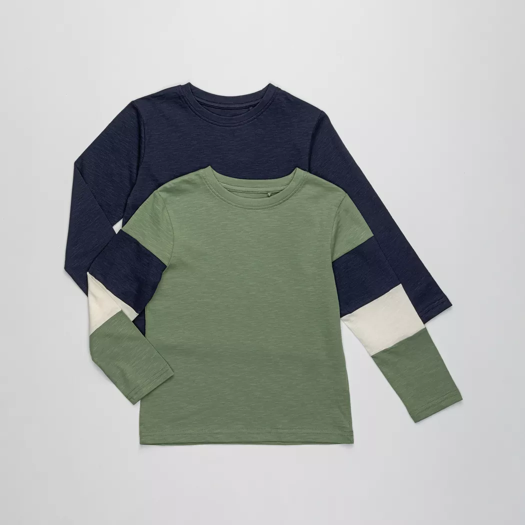 Manor Kids Long Sleeve T-Shirt 2-Pack Olive Green 134-140