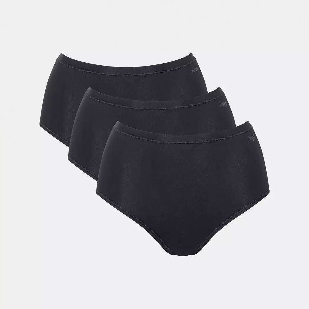 Slip SLOGGI "Slip GO Daily Cotton Highwaist 3P 3er Pack", Damen, Gr. L, schwarz, Obermaterial: 95% Baumwolle CO. 5% Elasthan EL., Unterhosen Slip