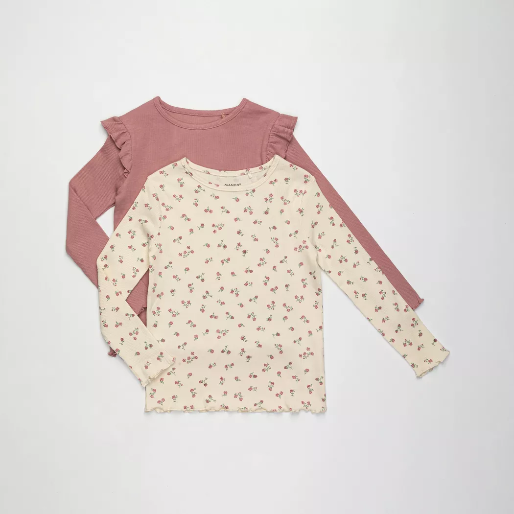 Manor Kids - Duopack, T-Shirts, langarm, 122-128, Rosa