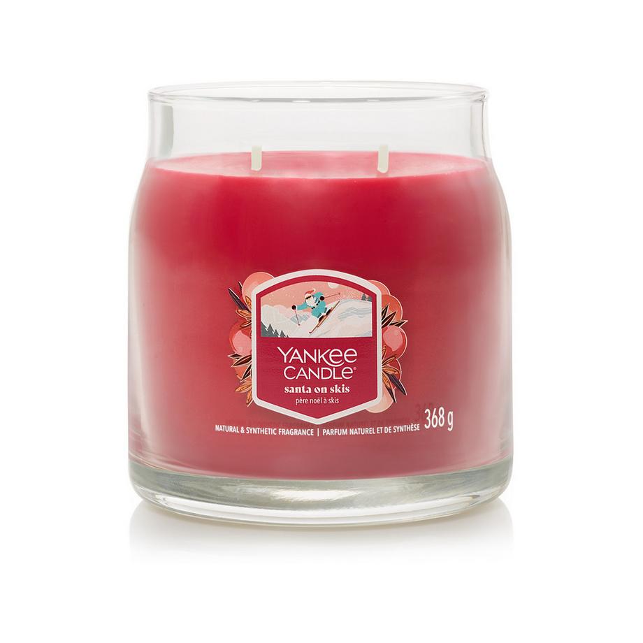 Yankee Candle Signature Bougie parfumée en verre Santa on Skis 