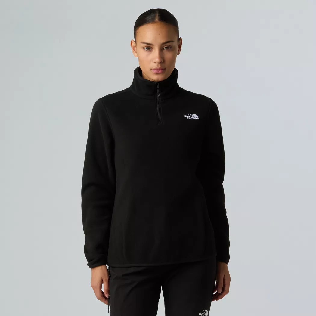 Fleecepullover THE NORTH FACE "W GLACIER FLEECE 1/4 ZIP JACKET", Damen, Gr. XL, tnf schwarz, Fleece, Obermaterial: 100% Polyester, normal, ohne Ausschnitt, Sweatshirts Fleecepullover, Halfzip aus Polyester, mit 1/4 Reißverschluss
