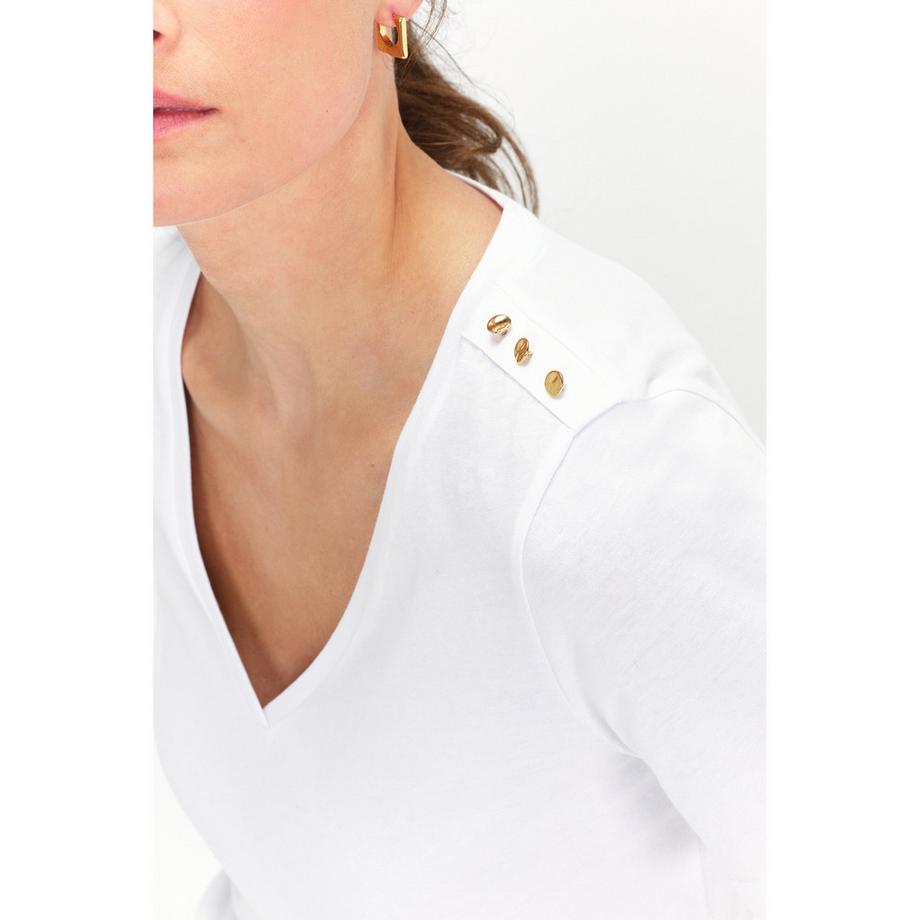 Caroll V-Ausschnitt Kurzarm T-Shirt mit Zierknöpfen  