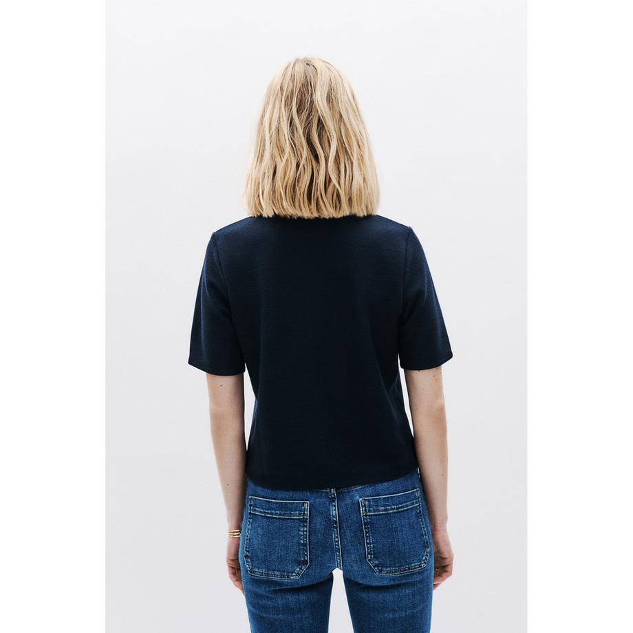 Caroll T-shirt Boutonné à Manches Courtes avec Poches  