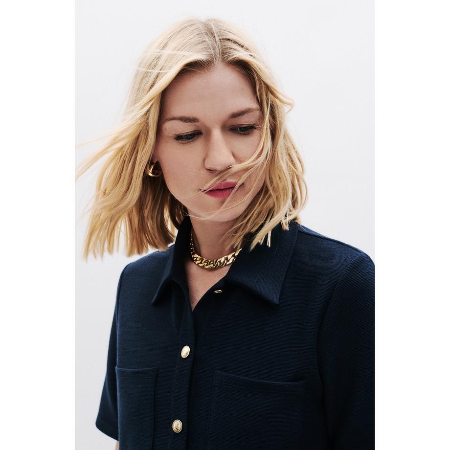 Caroll T-shirt Boutonné à Manches Courtes avec Poches  