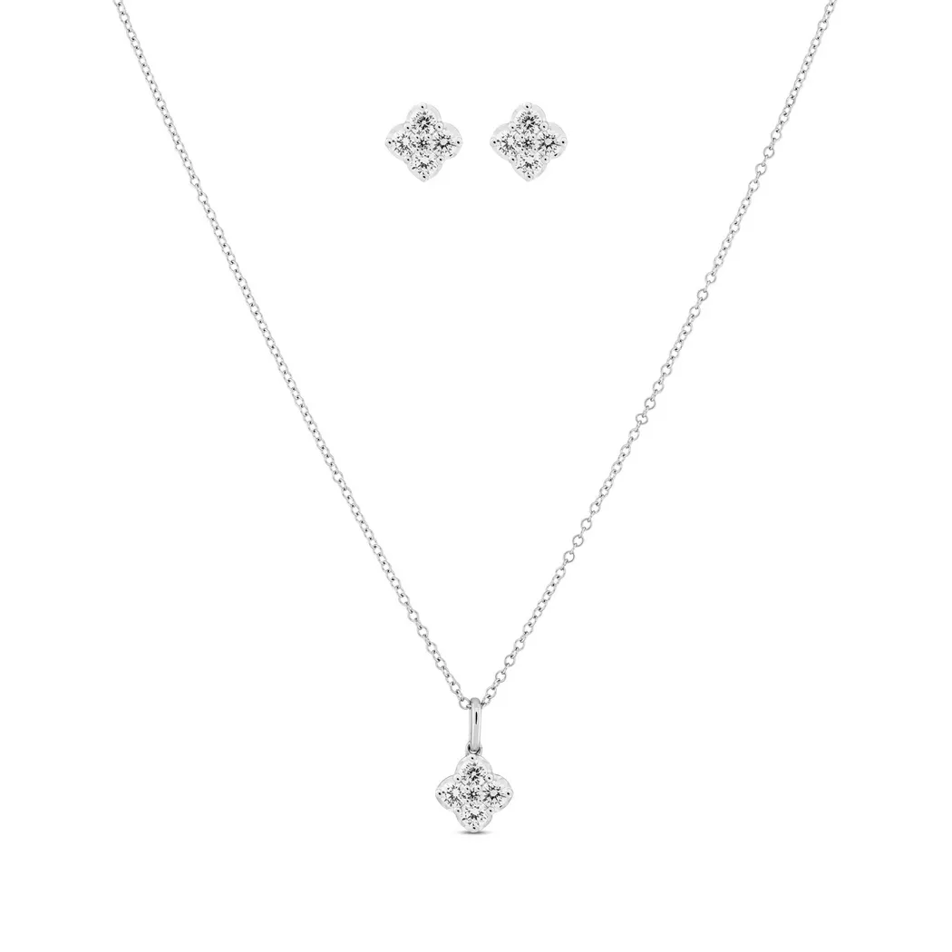 Sergio Ferris - Set Halskette / Ohrstecker, 45cm, Weissgold