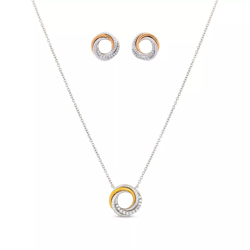 Sergio Ferris - Set Halskette / Ohrstecker, 45cm, Zweifarbig