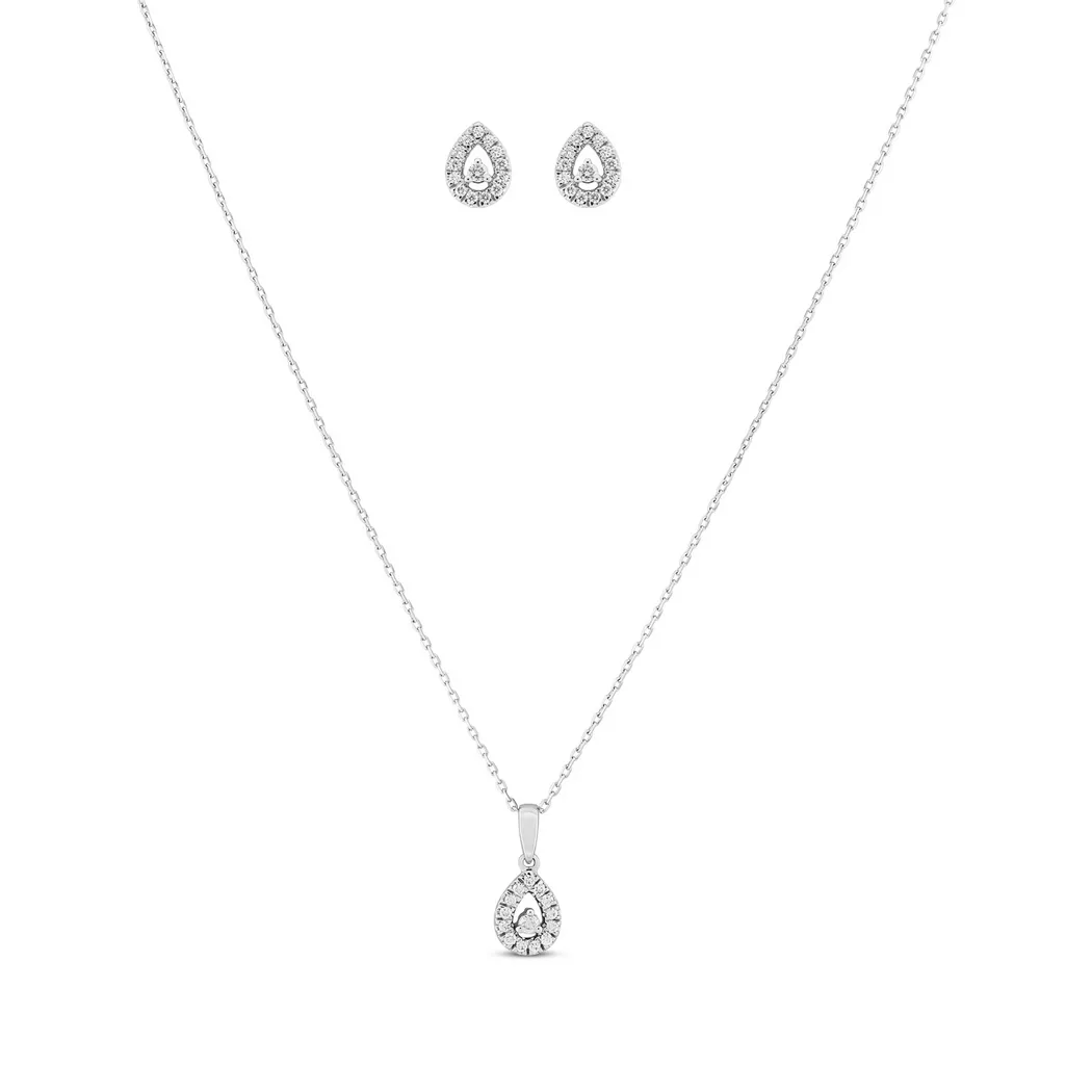 Sergio Ferris - Set Halskette / Ohrstecker, 45cm, Weissgold 2
