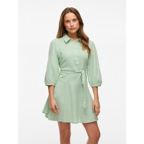 VILA Abito Camicia con Cintura Annodabile  