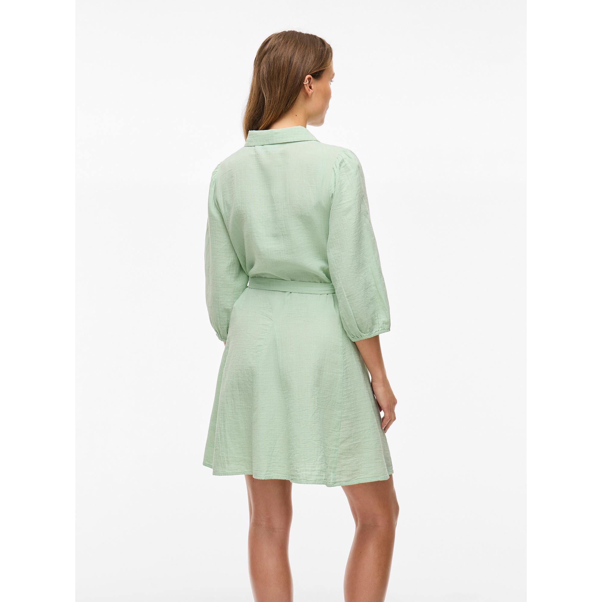 VILA Abito Camicia con Cintura Annodabile  