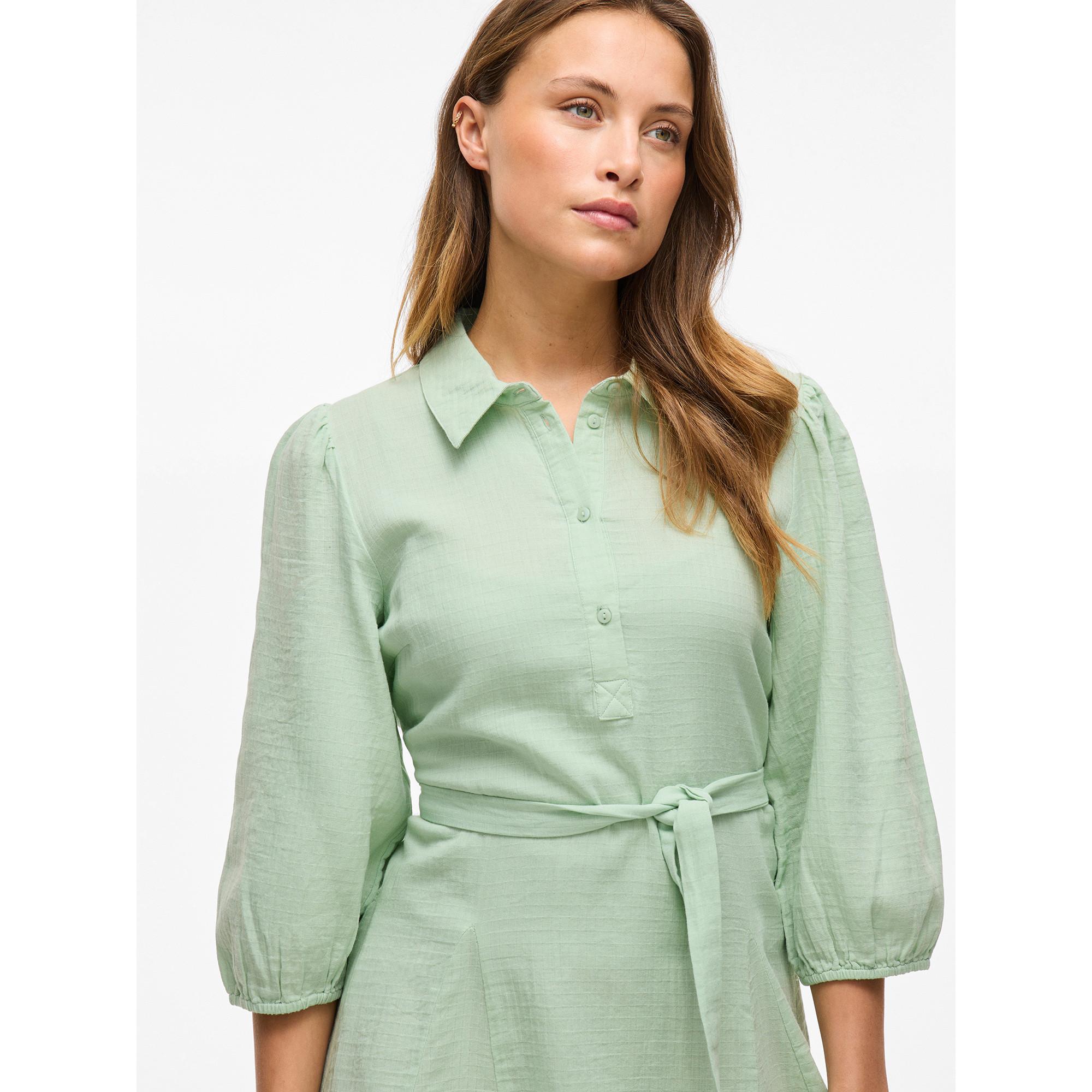 VILA Abito Camicia con Cintura Annodabile  