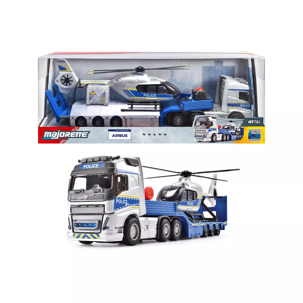 Majorette - Volvo Truck + Airbus Police Helicopter, Multicolore