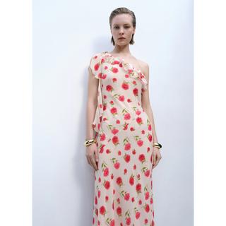 MANGO Rose Florales V-Ausschnitt Maxikleid  