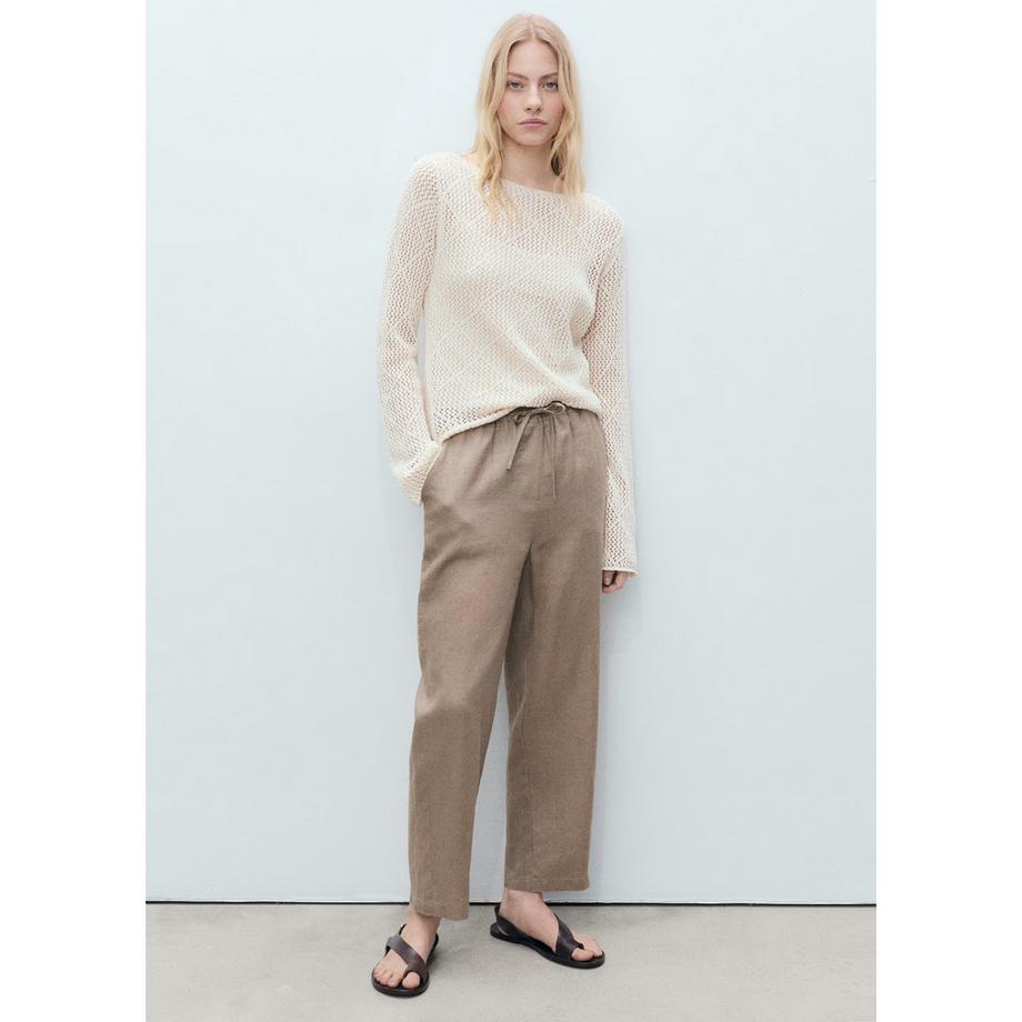 MANGO Pantaloni Dritti in Lino  