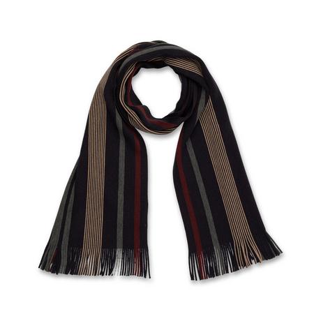 Manor Man Gestreifter gerippter Schal mit Fransen  