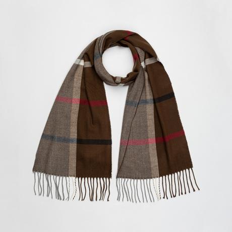 Manor Man Sciarpa a quadri con frange  