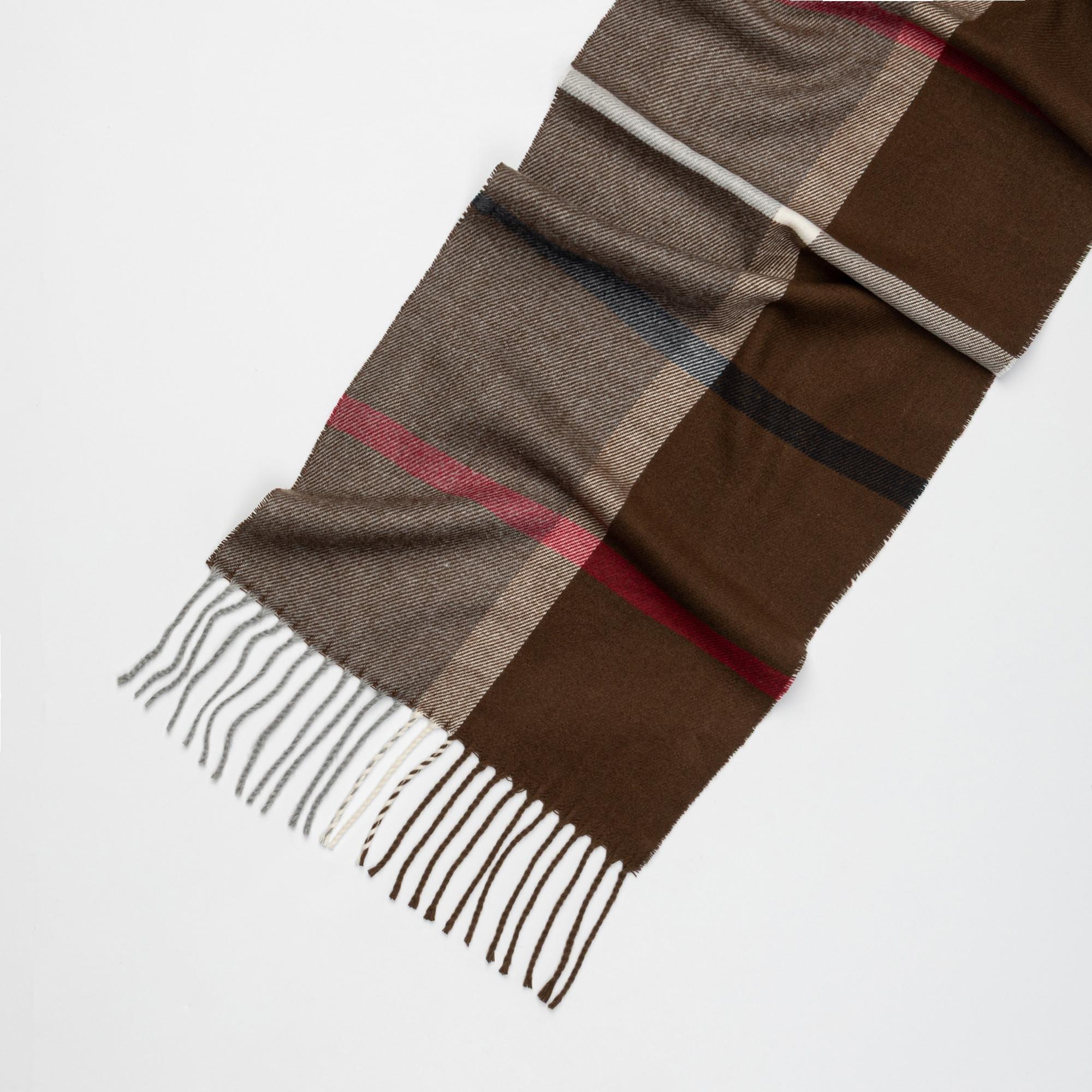 Manor Man Sciarpa a quadri con frange  