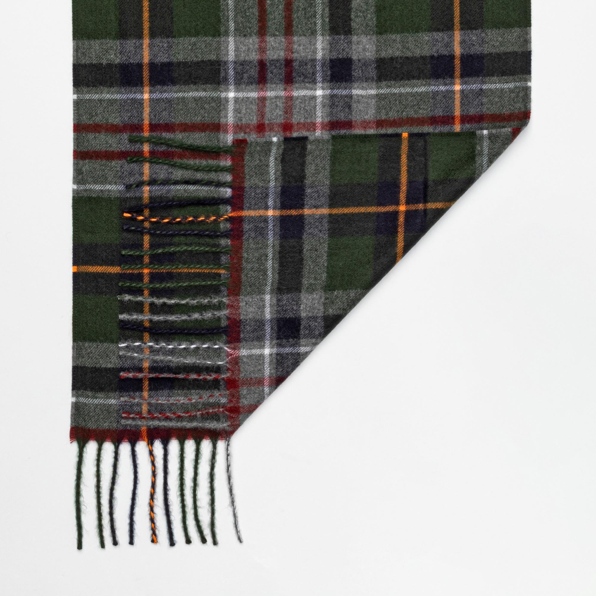 Manor Man Écharpe à Carreaux avec Franges  